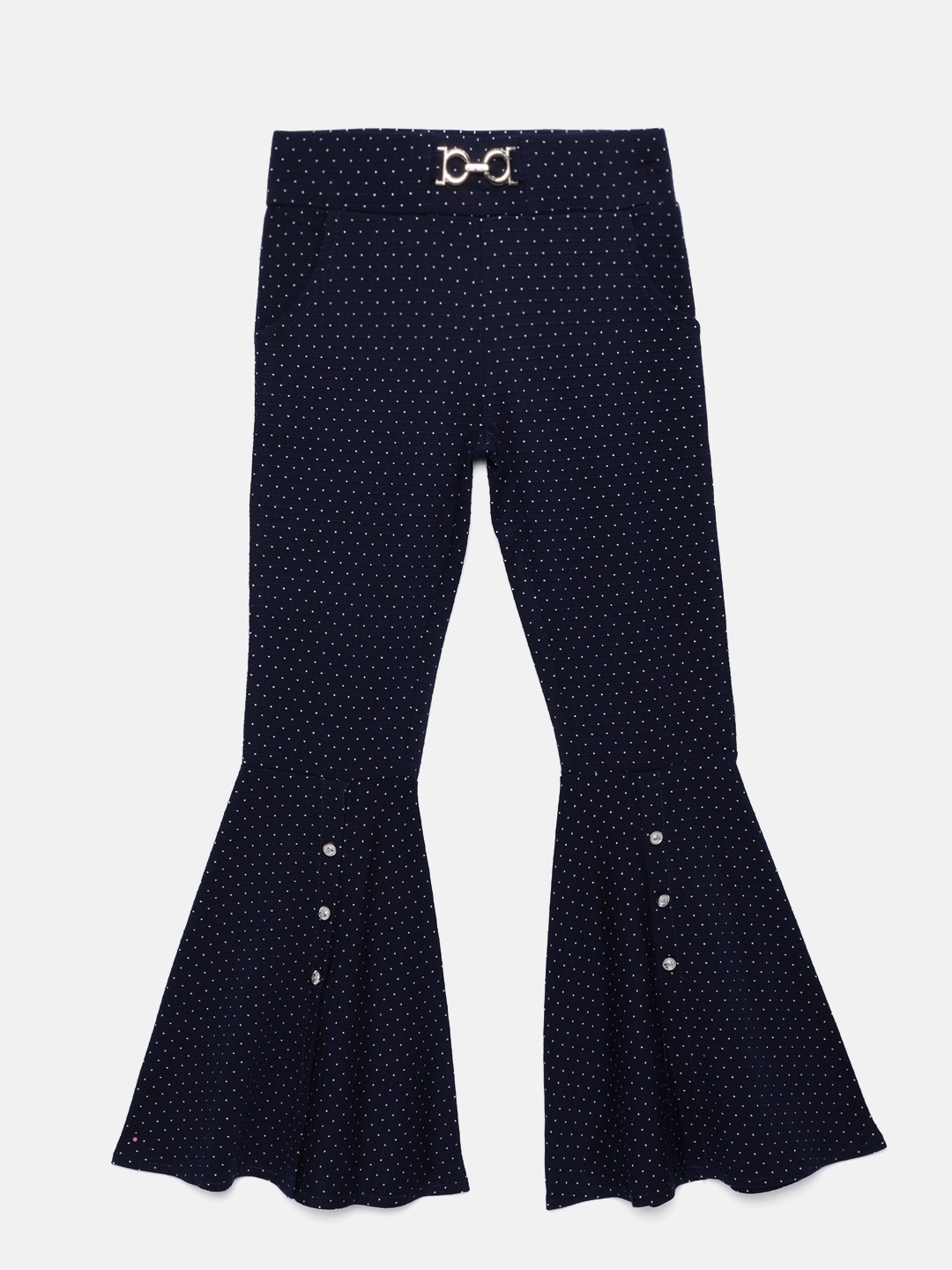 

Peppermint Girls Navy Blue Printed Wide Leg Palazzos