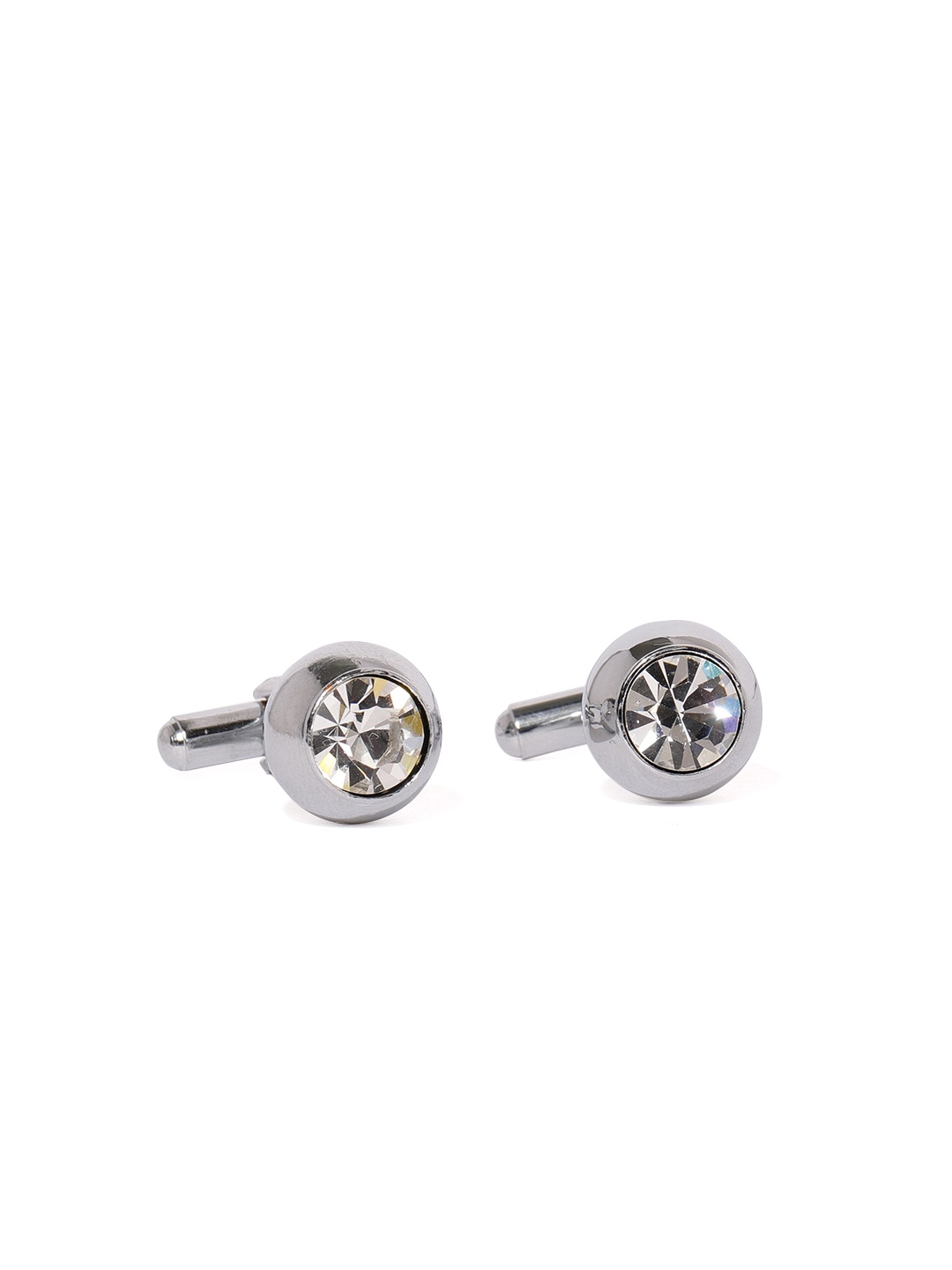 

Zaveri Pearls Men Silver-Toned Round Cufflinks