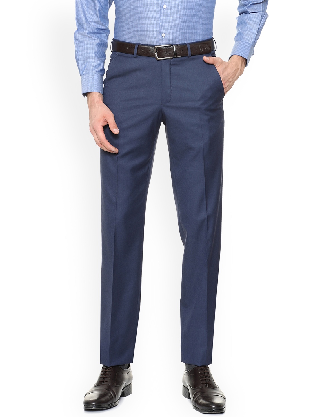 

Van Heusen Men Blue Regular Fit Solid Formal Trousers