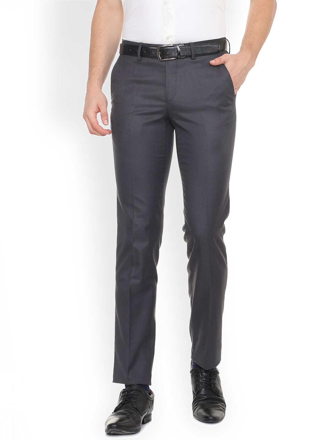 

Van Heusen Men Grey Slim Fit Solid Formal Trousers