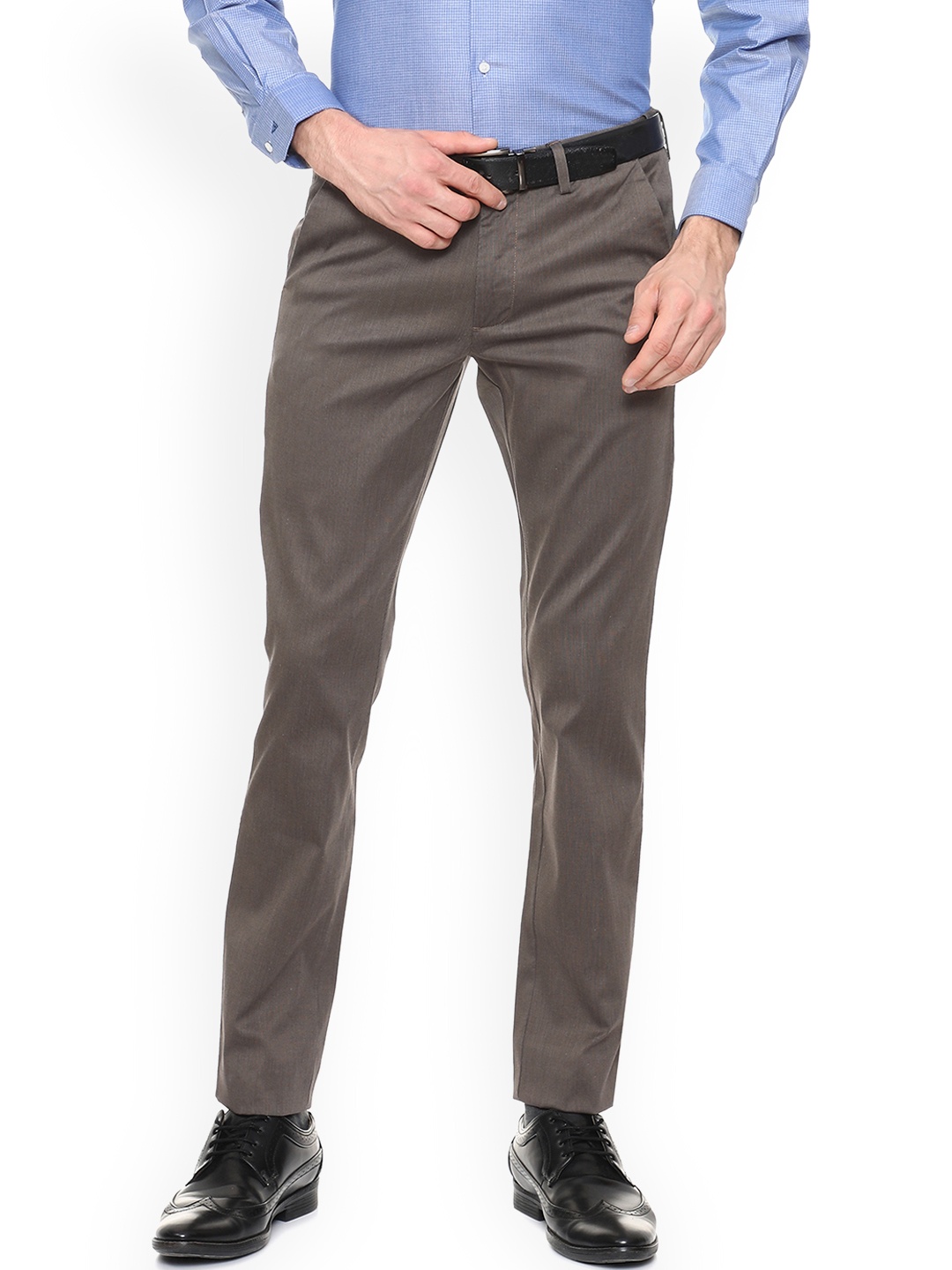 

Van Heusen Men Brown Slim Fit Solid Formal Trousers