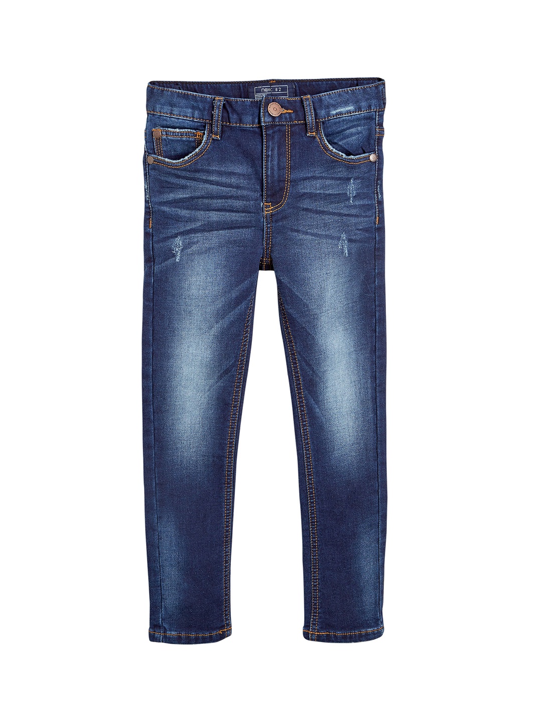 

next Boys Blue Regular Fit Mid-Rise Low Distress Jeans