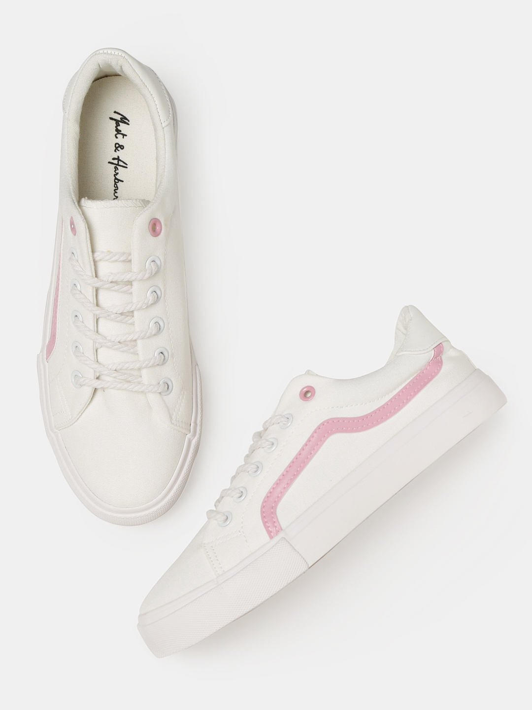 

Mast & Harbour Women White & Pink Sneakers