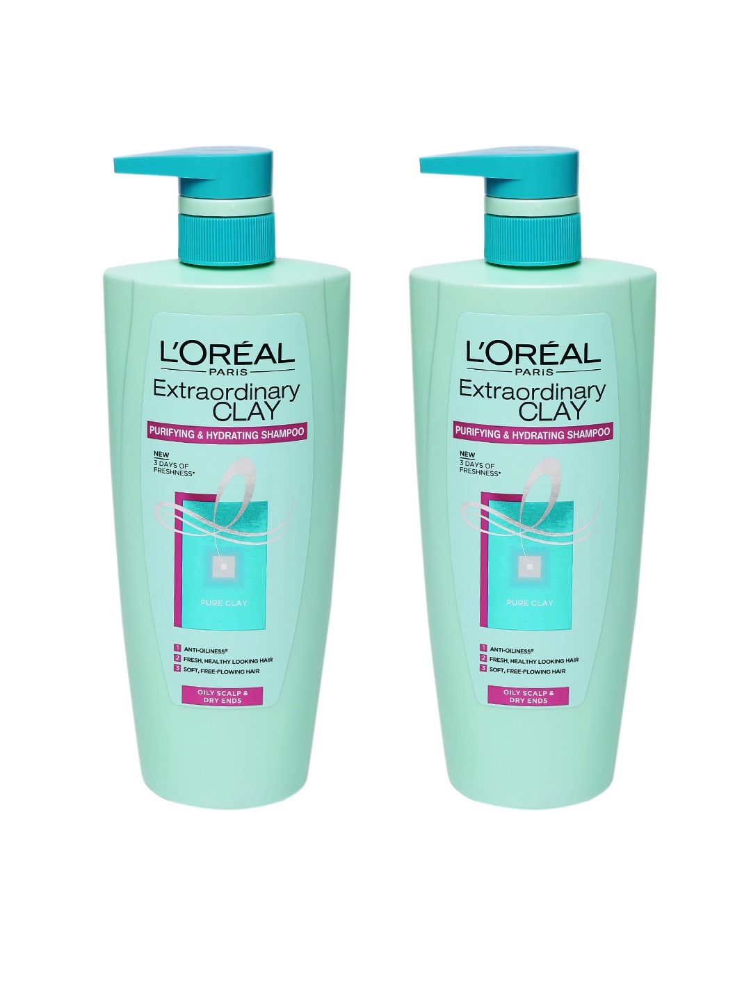 

L'Oreal Paris Set Of 2 Extraordinary Clay Shampoo 640 ml, Green