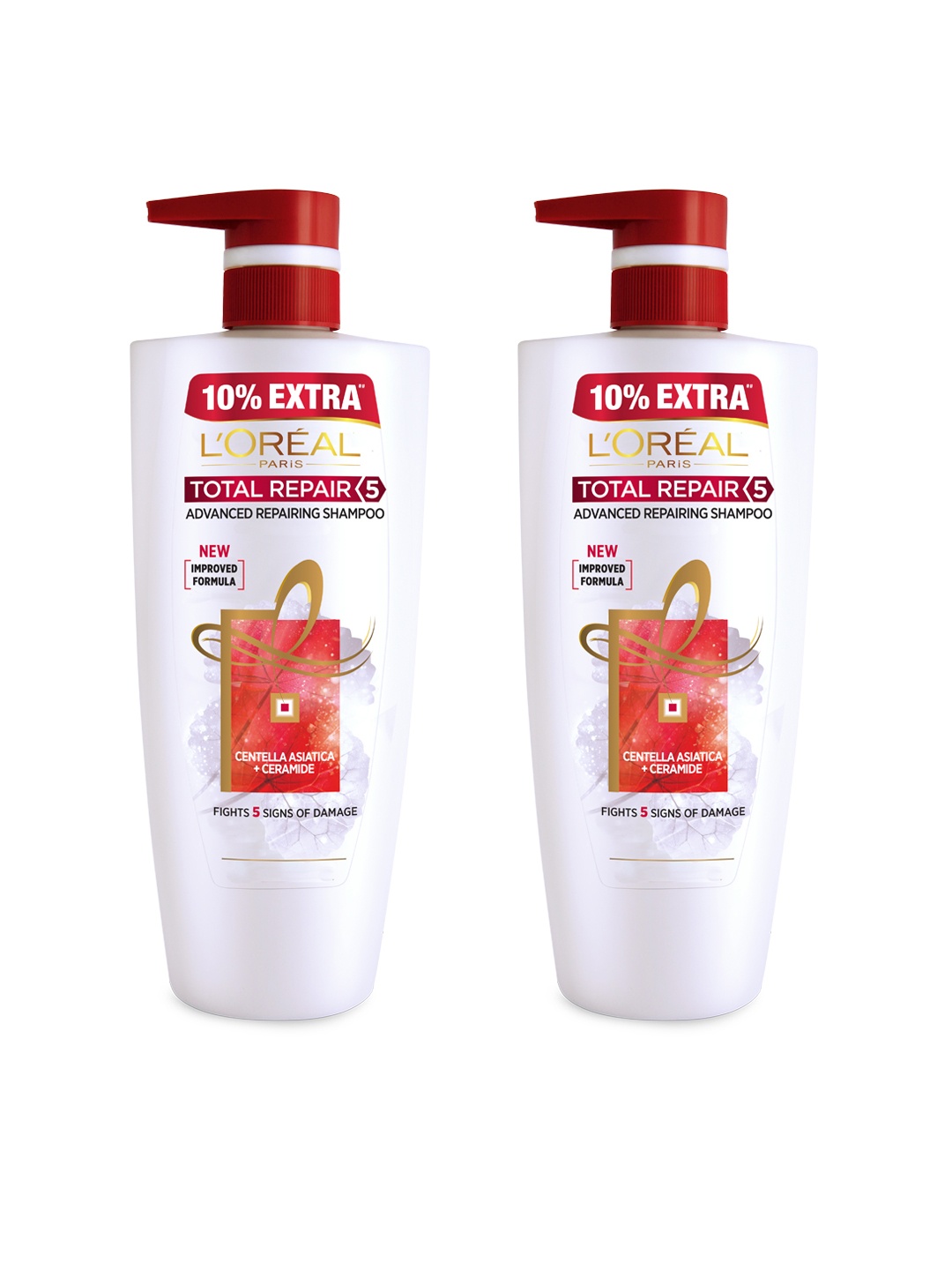 

LOreal Paris Unisex Set Of 2 Total Repair 5 Repairing Shampoo 640 ml, Red