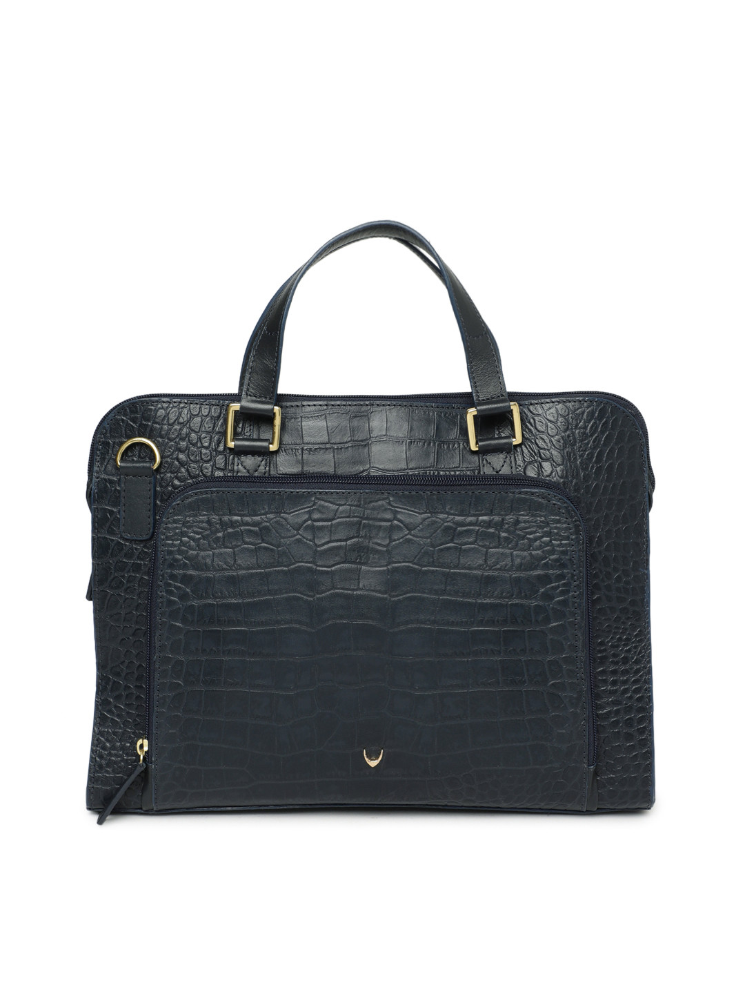 

Hidesign Navy Blue Textured Leather Handheld Bag