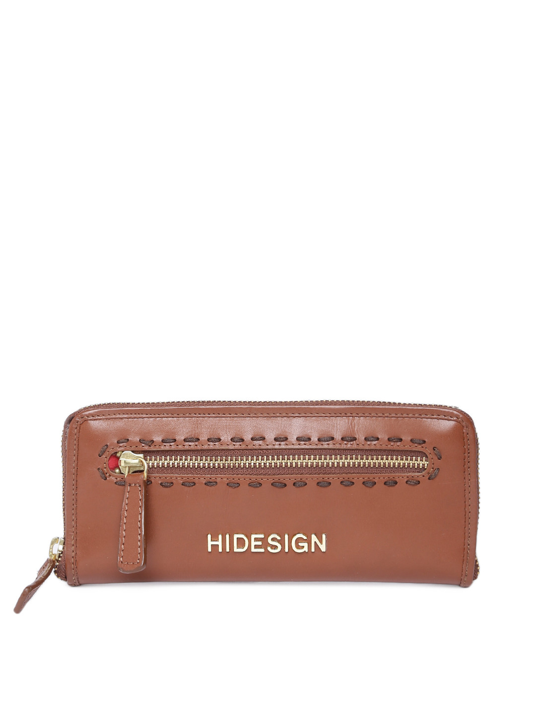 

Hidesign Women Tan Brown Solid Zip Around Leather Wallet