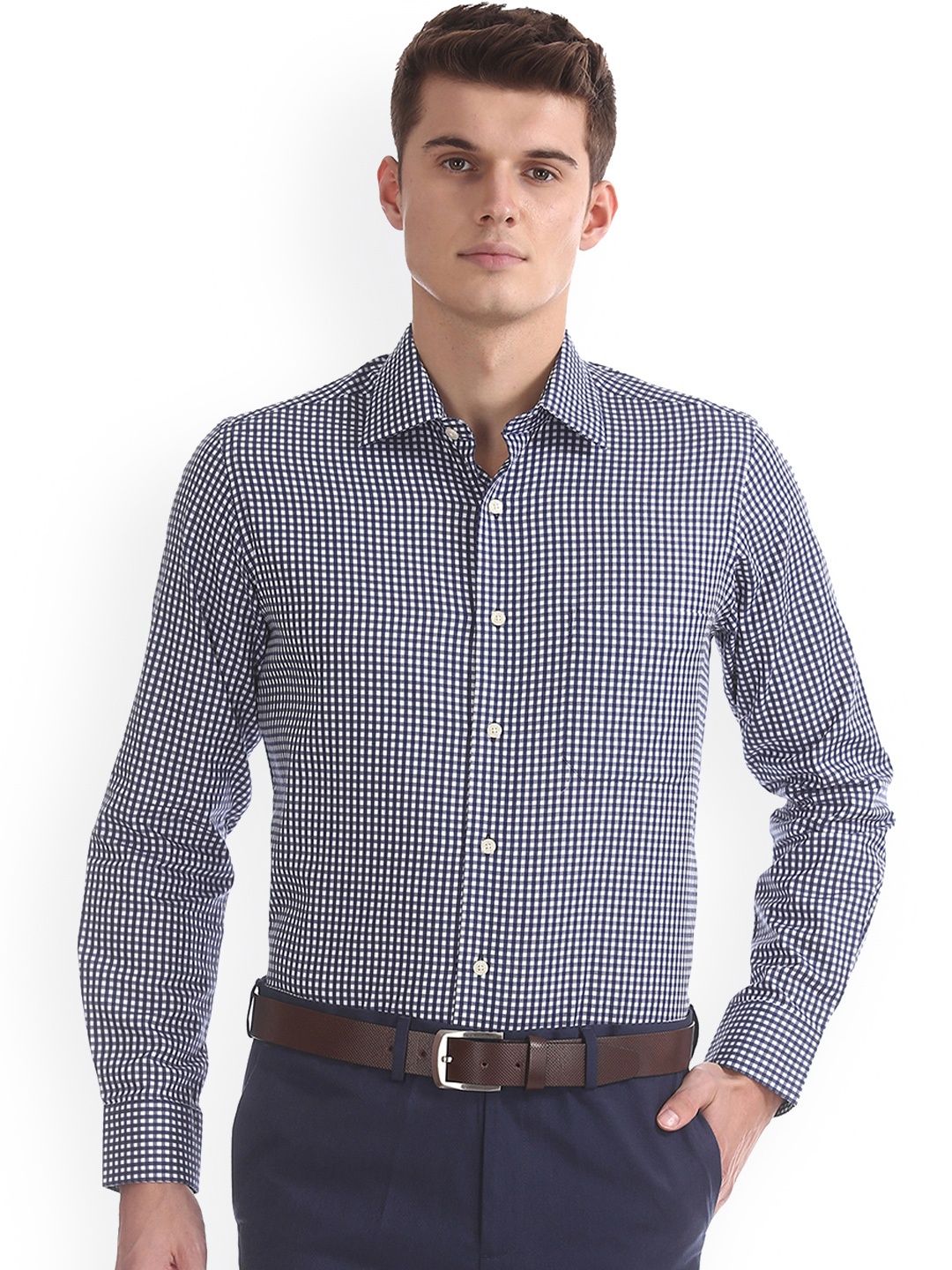 

Arrow Men Blue & White Regular Fit Checked Formal Shirt