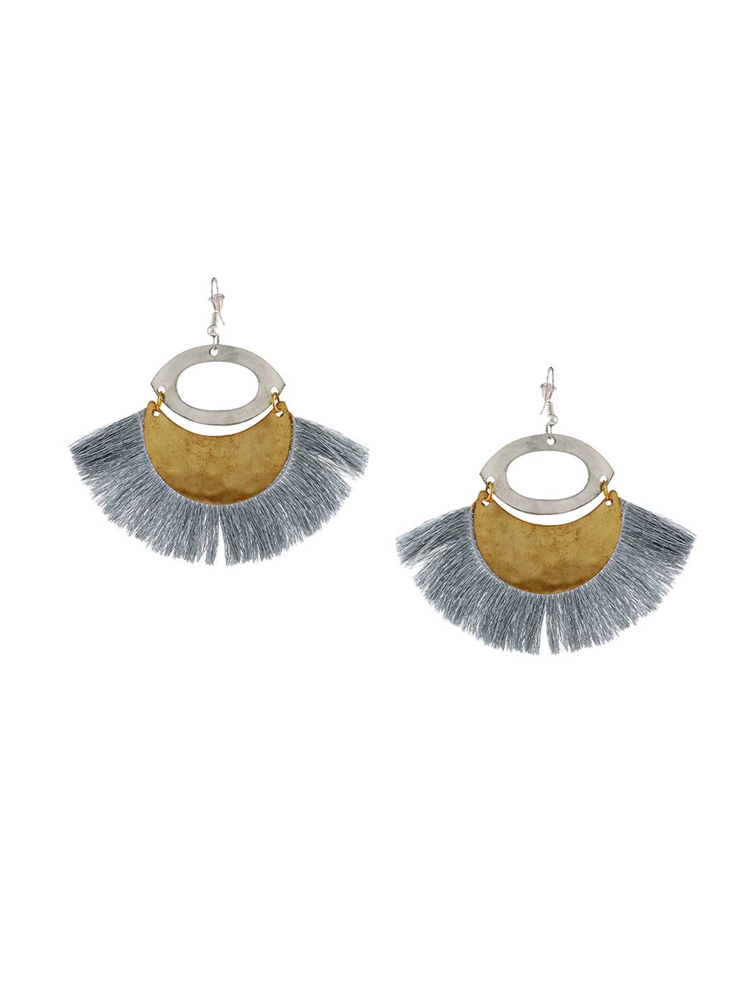 

Kazo Brass-Plated Silver & Gold-Toned Contemporary Drop Earrings