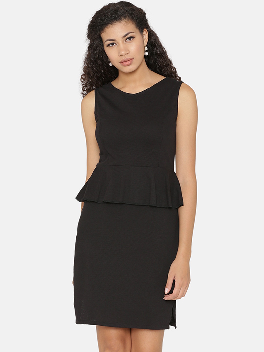

Yaadleen Women Black Solid Peplum Dress