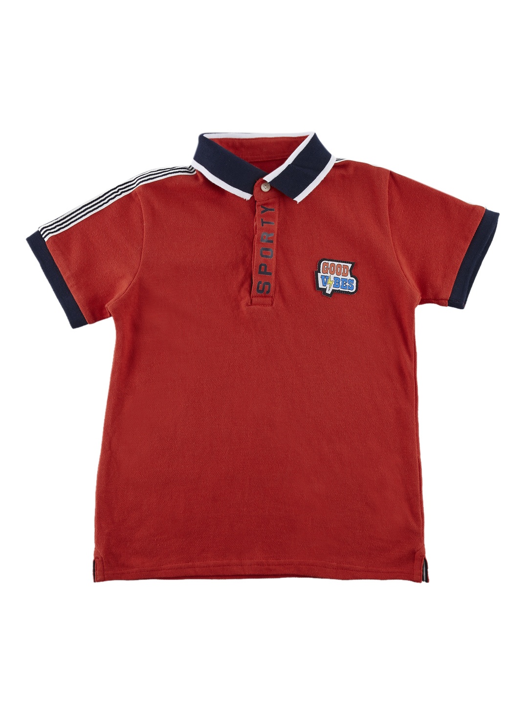 

CHALK by Pantaloons Boys Red Solid Polo Collar Pure Cotton T-shirt