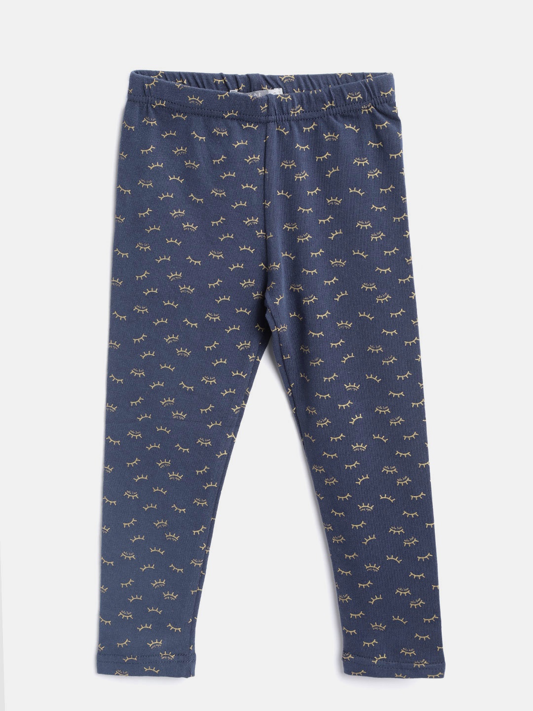 

Losan Girls Navy Blue & Golden Printed Leggings