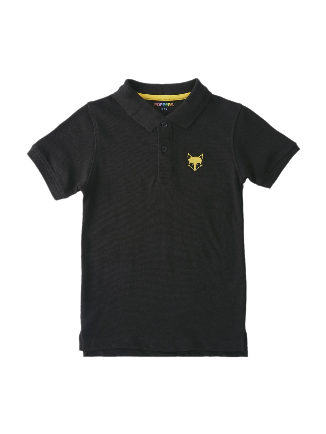 

POPPERS by Pantaloons Boys Black Solid Polo Collar T-shirt