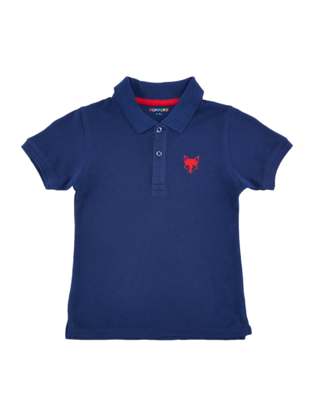 

POPPERS by Pantaloons Boys Navy Blue Solid Polo Collar Pure Cotton T-shirt