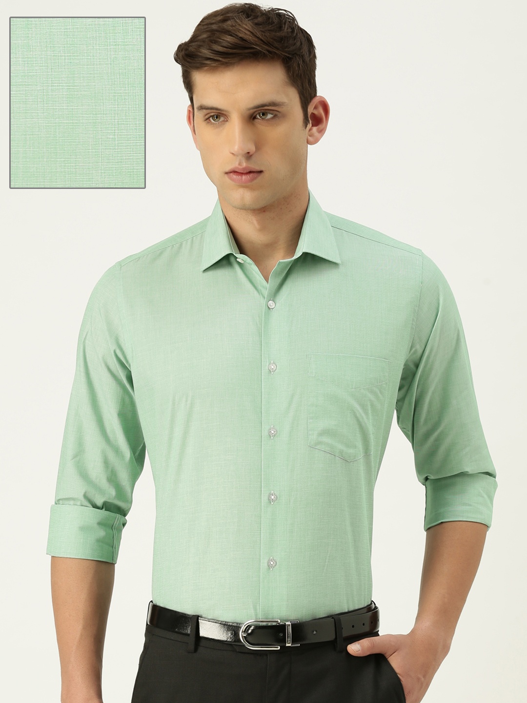 

Van Heusen Men Green Slim Fit Solid Formal Shirt