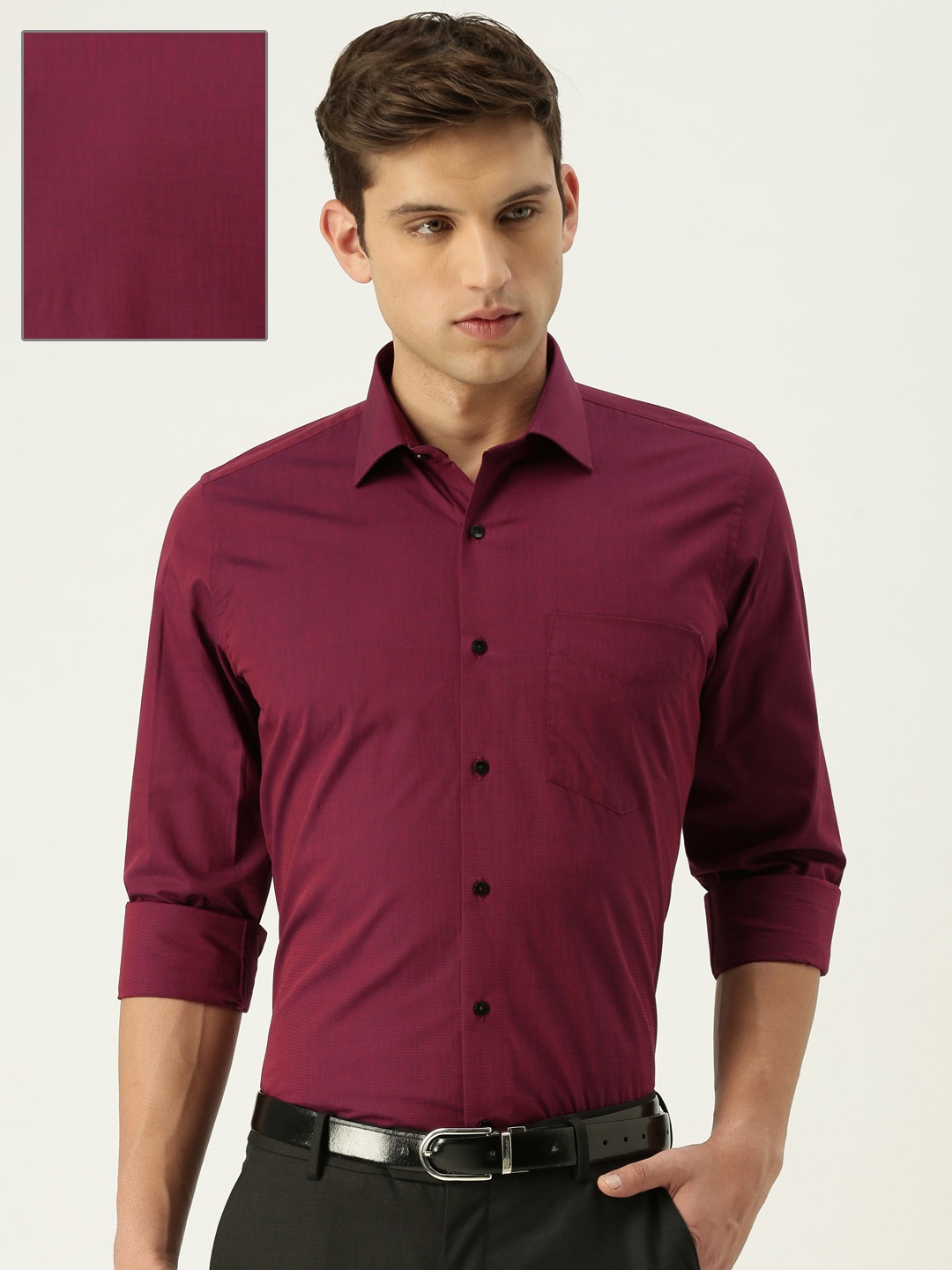 

Van Heusen Men Maroon Slim Fit Solid Formal Shirt