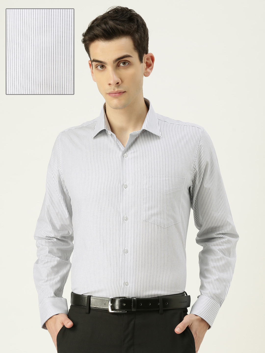 

Van Heusen Men White & Blue Slim Fit Striped Formal Shirt