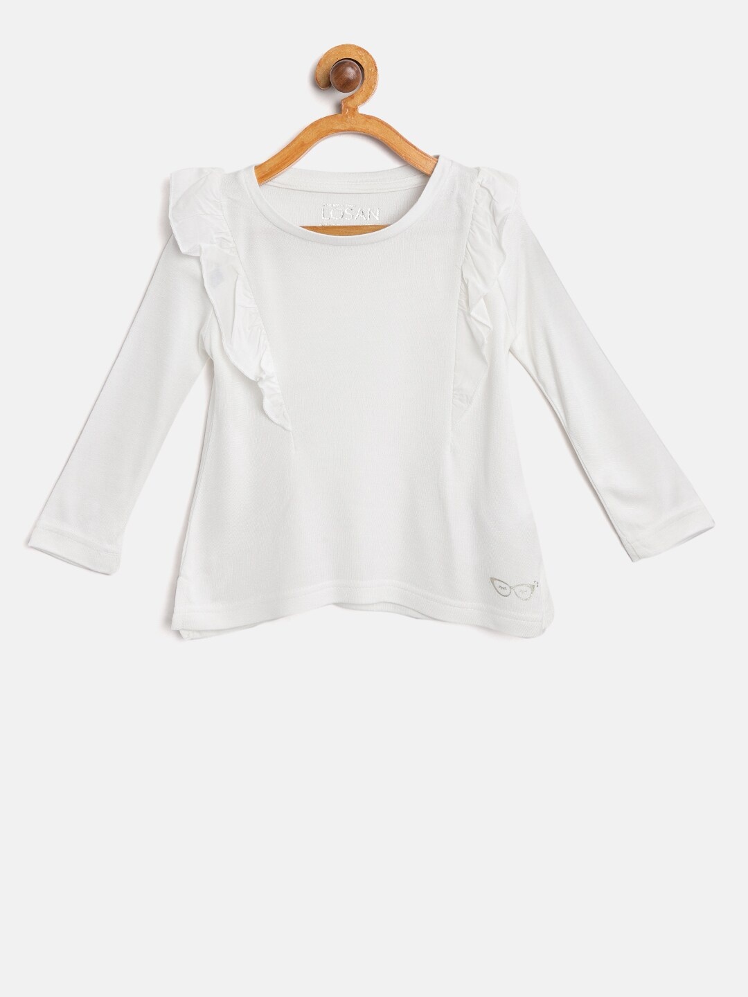 

Losan Girls White Solid Top