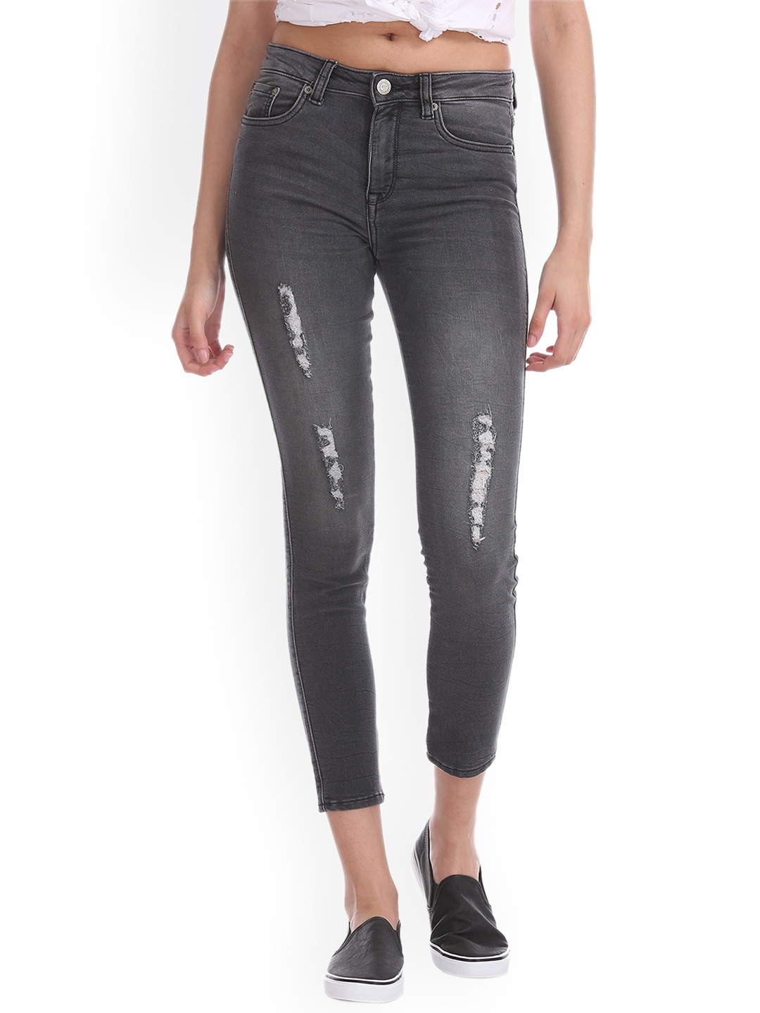 

Aeropostale Women Grey Skinny Fit Mid-Rise Mildly Distressed Jeans