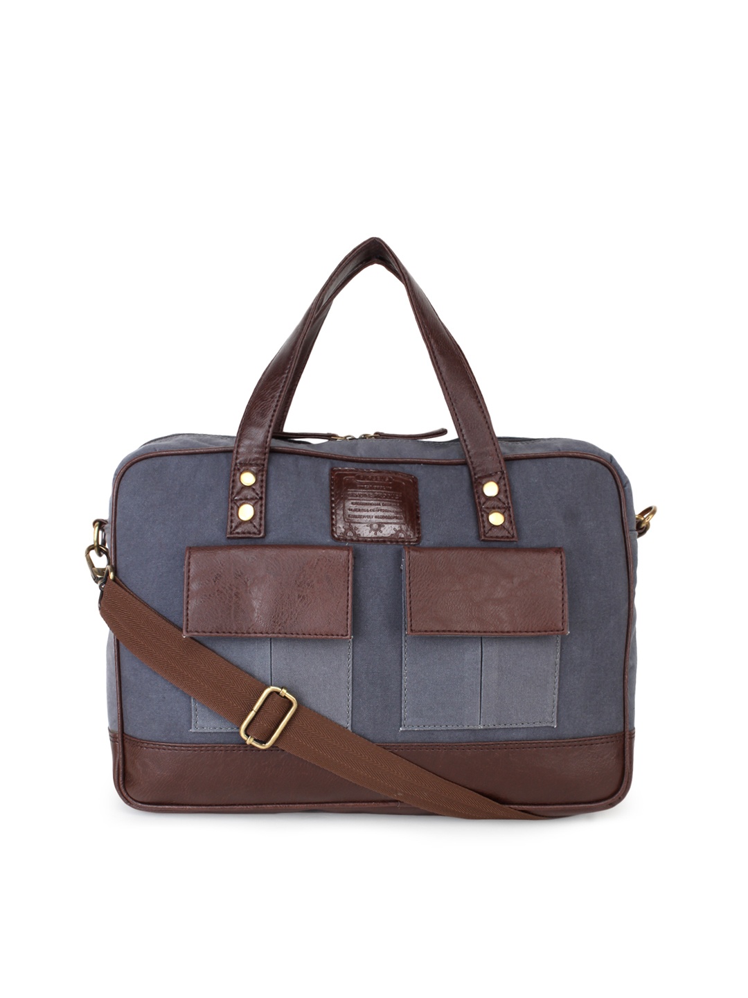 

Purseus Men Grey & Brown Solid Tusky Tusk Laptop Bag