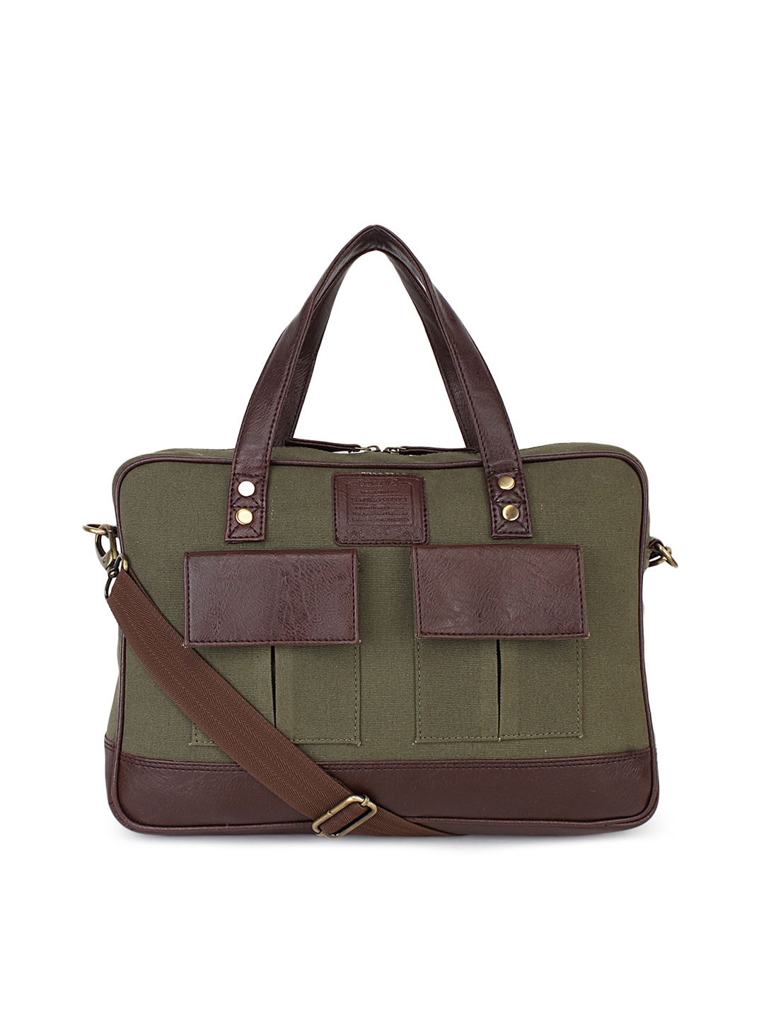 

Purseus Men Green & Brown Solid Tusky Tusk Laptop Bag
