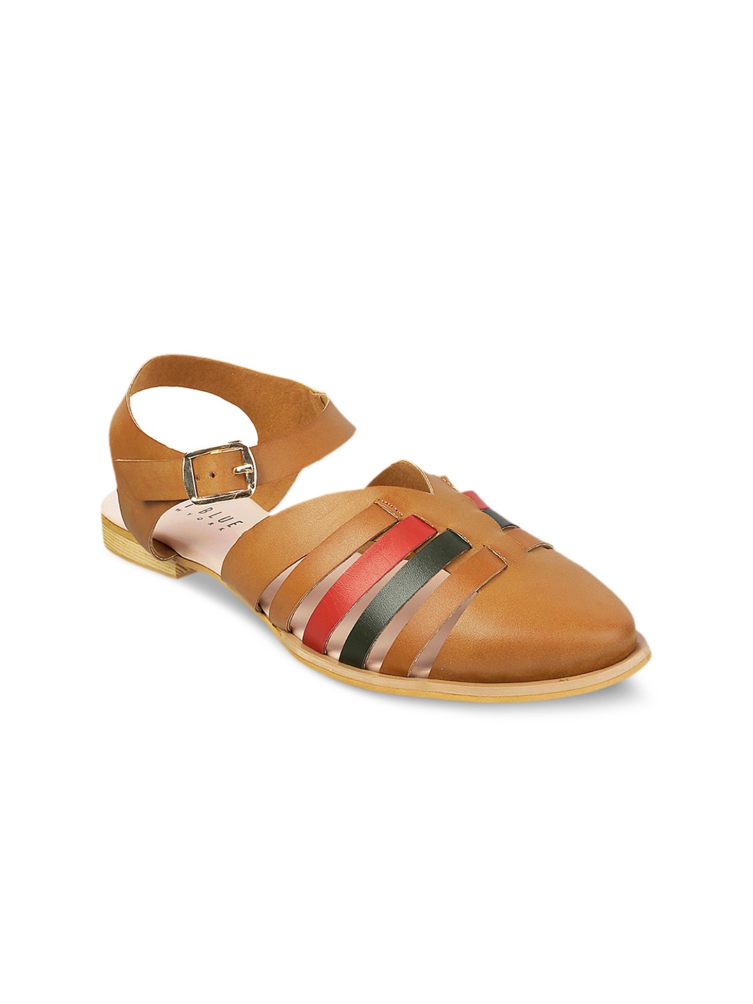

Wet Blue Women Beige Colourblocked Synthetic Flats