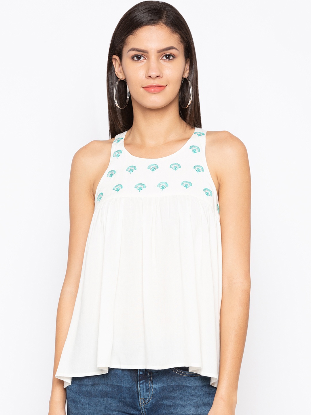 

Globus Women Off-White Printed A-Line Top