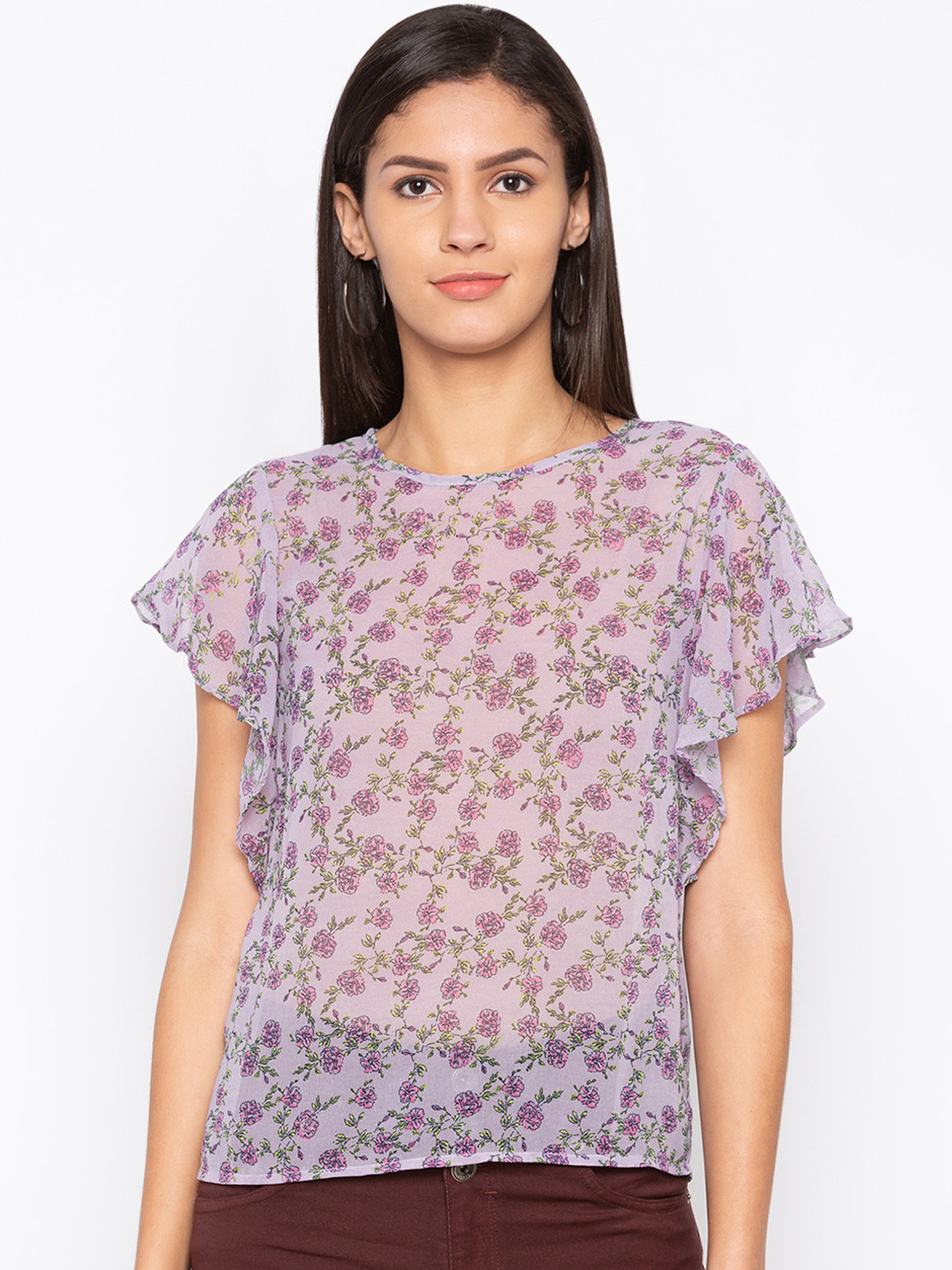 

Globus Women Lavender & Pink Printed Top