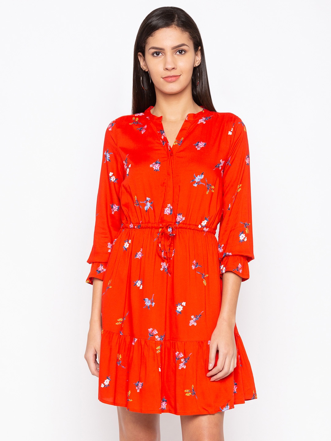 

Globus Women Red Printed Fit and Flare Dress