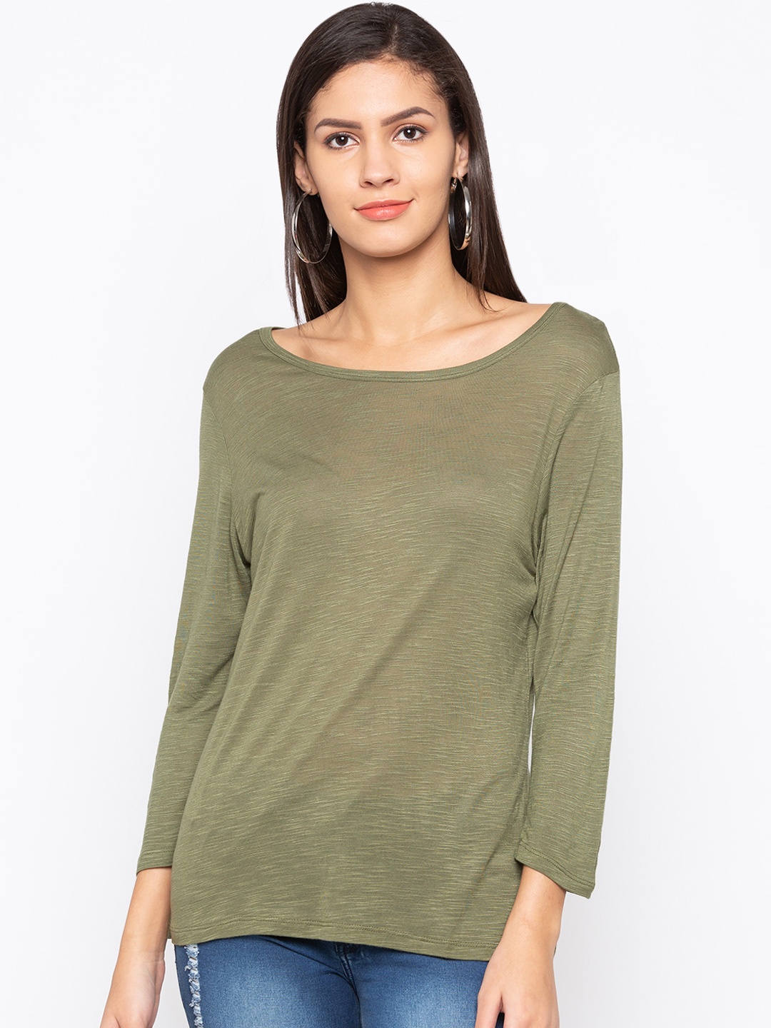 

Globus Women Olive Green Solid Top