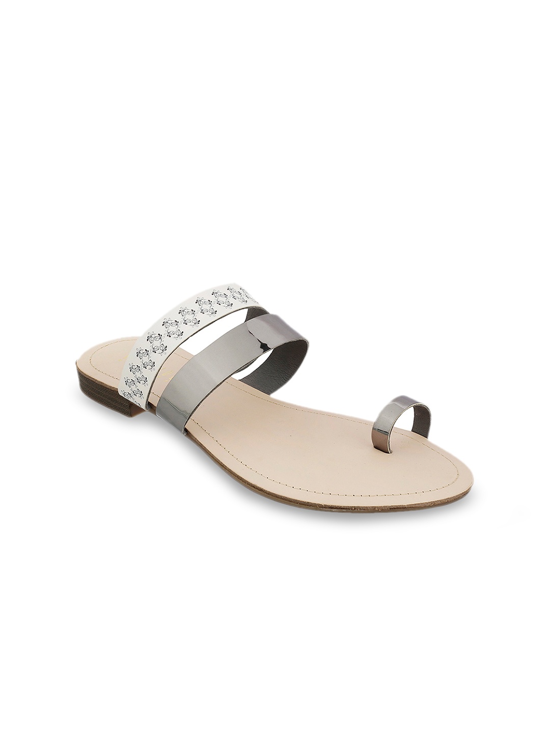 

Wet Blue Women Grey Solid Open Toe Flats