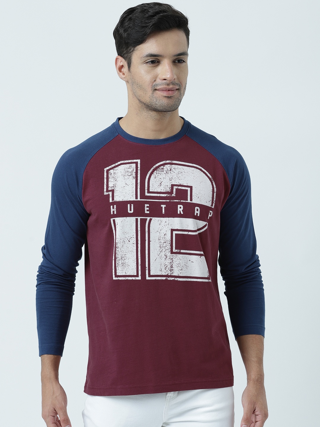 

Huetrap Men Maroon Printed Round Neck T-shirt