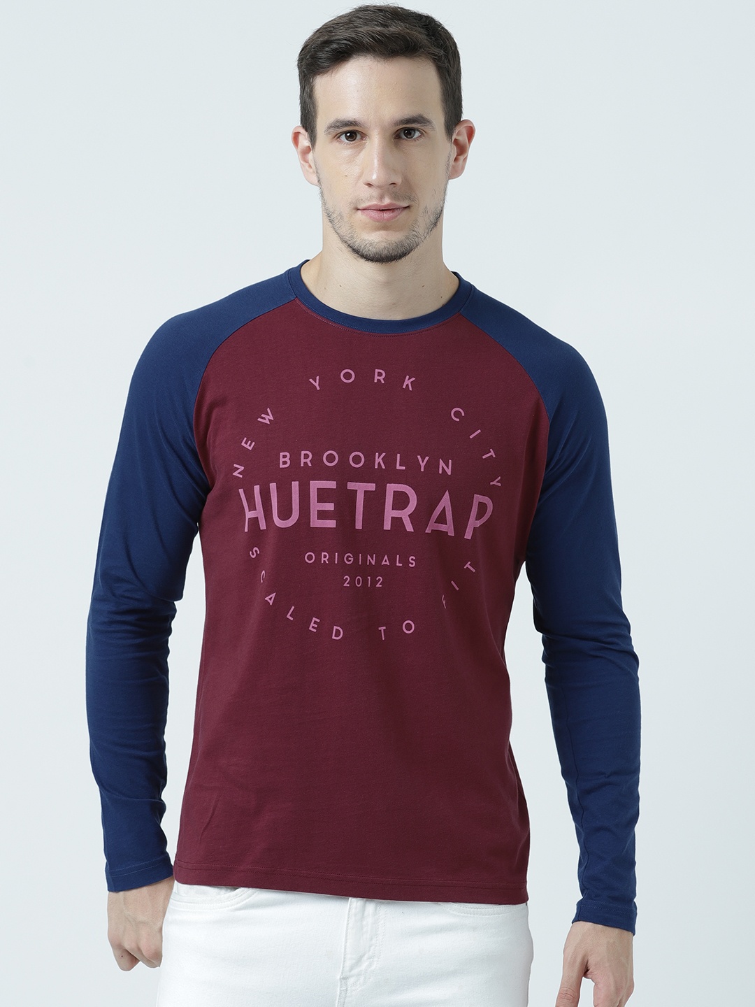 

Huetrap Men Maroon Printed Round Neck T-shirt