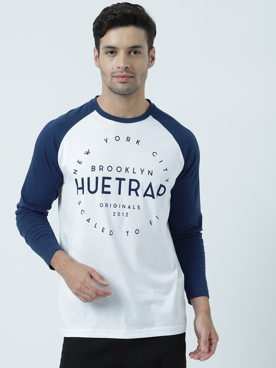 

Huetrap Men White Printed Round Neck T-shirt