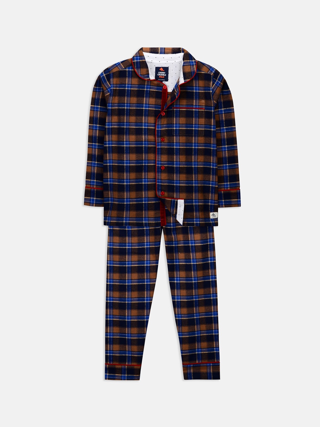 

Cherry Crumble Unisex Brown & Blue Checked Night suit WS-NSUIT-7136