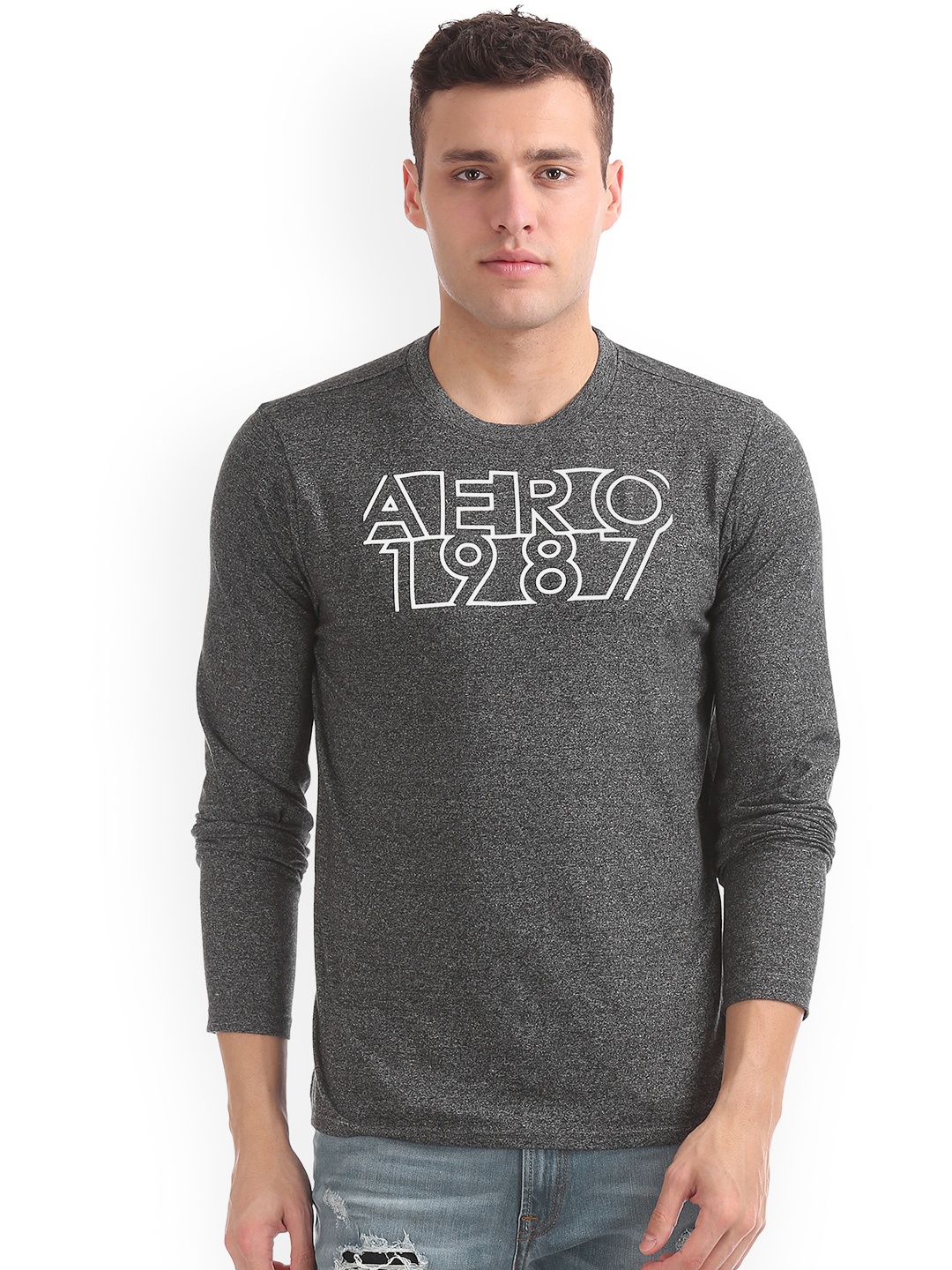 

Aeropostale Men Grey Printed Round Neck T-shirt