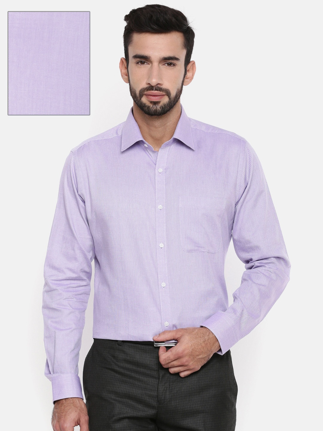 

Raymond Men Violet Slim Fit Self Design Formal Shirt