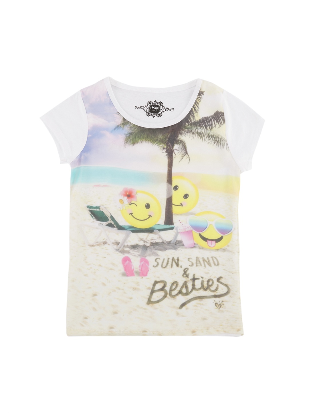 

CHALK by Pantaloons Girls Off-White Printed Round Neck T-shirt