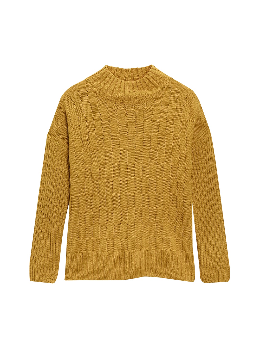 

next Women Yellow Self Design Pullover