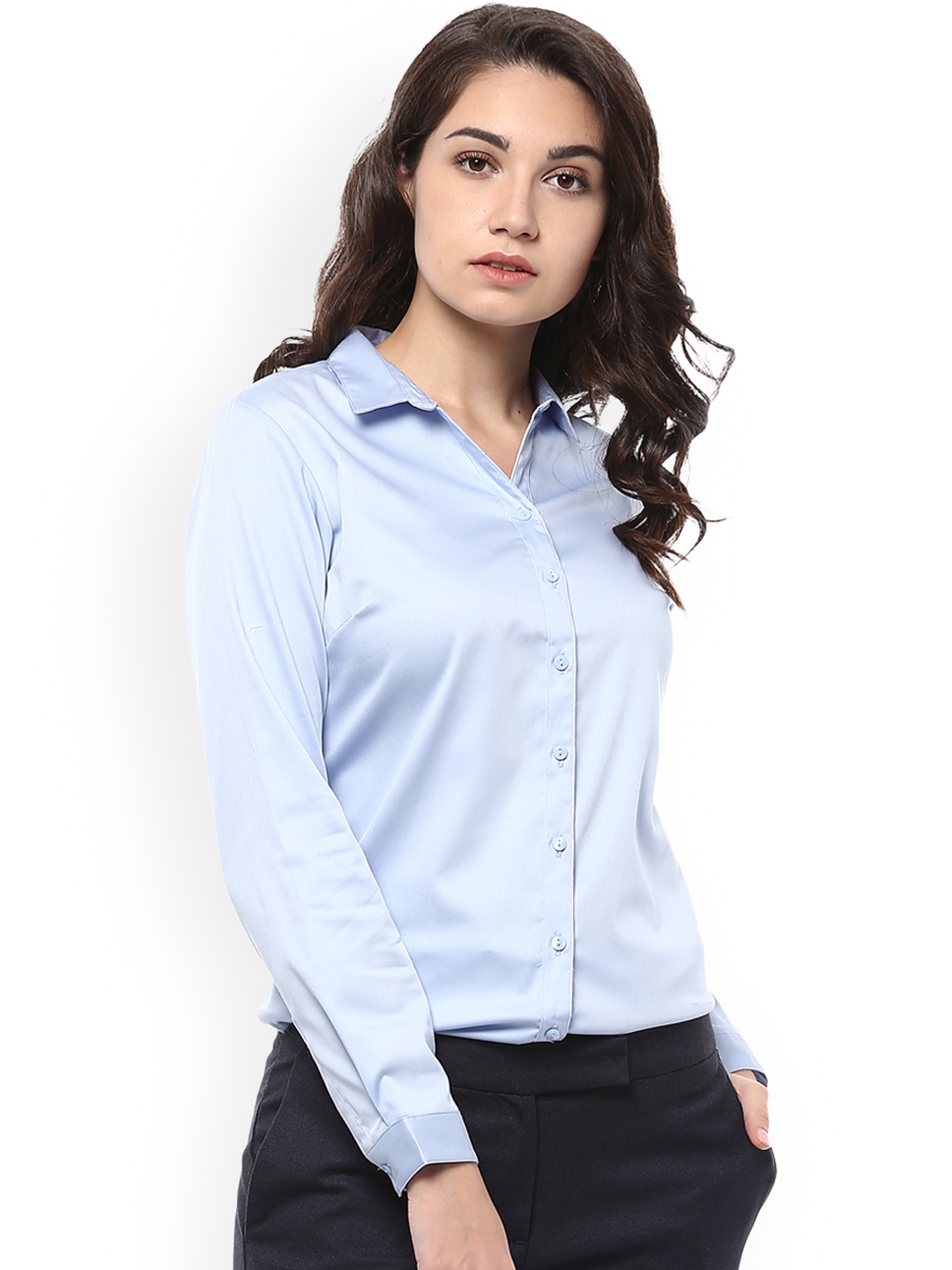 

Allen Solly Women Blue Regular Fit Solid Formal Shirt