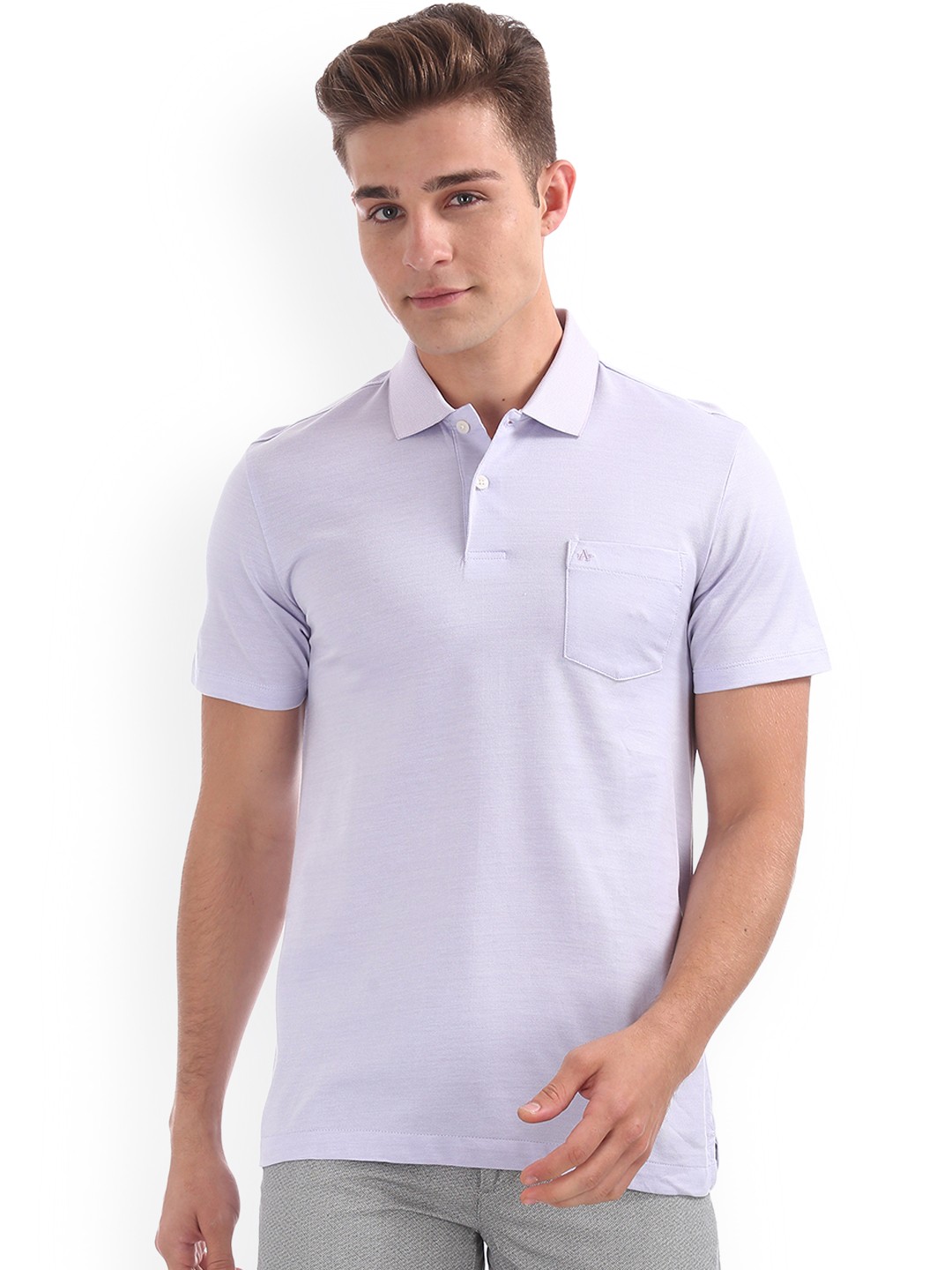 

Arrow Men Purple Solid Polo Collar T-shirt