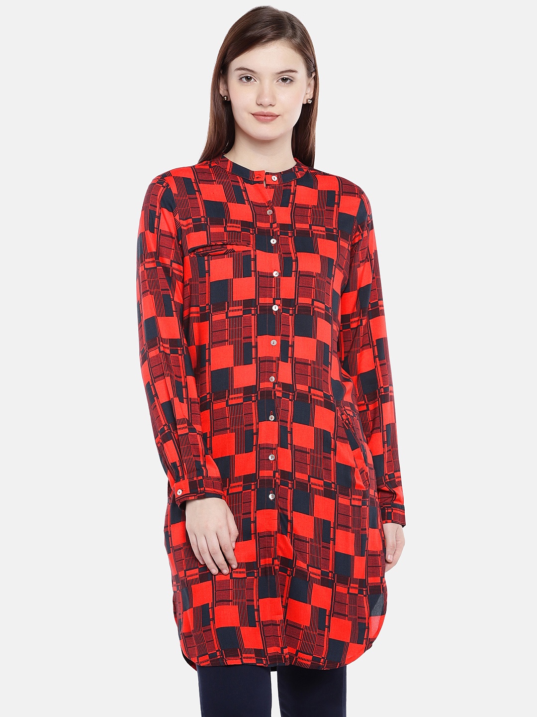 

AND Red & Black Printed Tunic