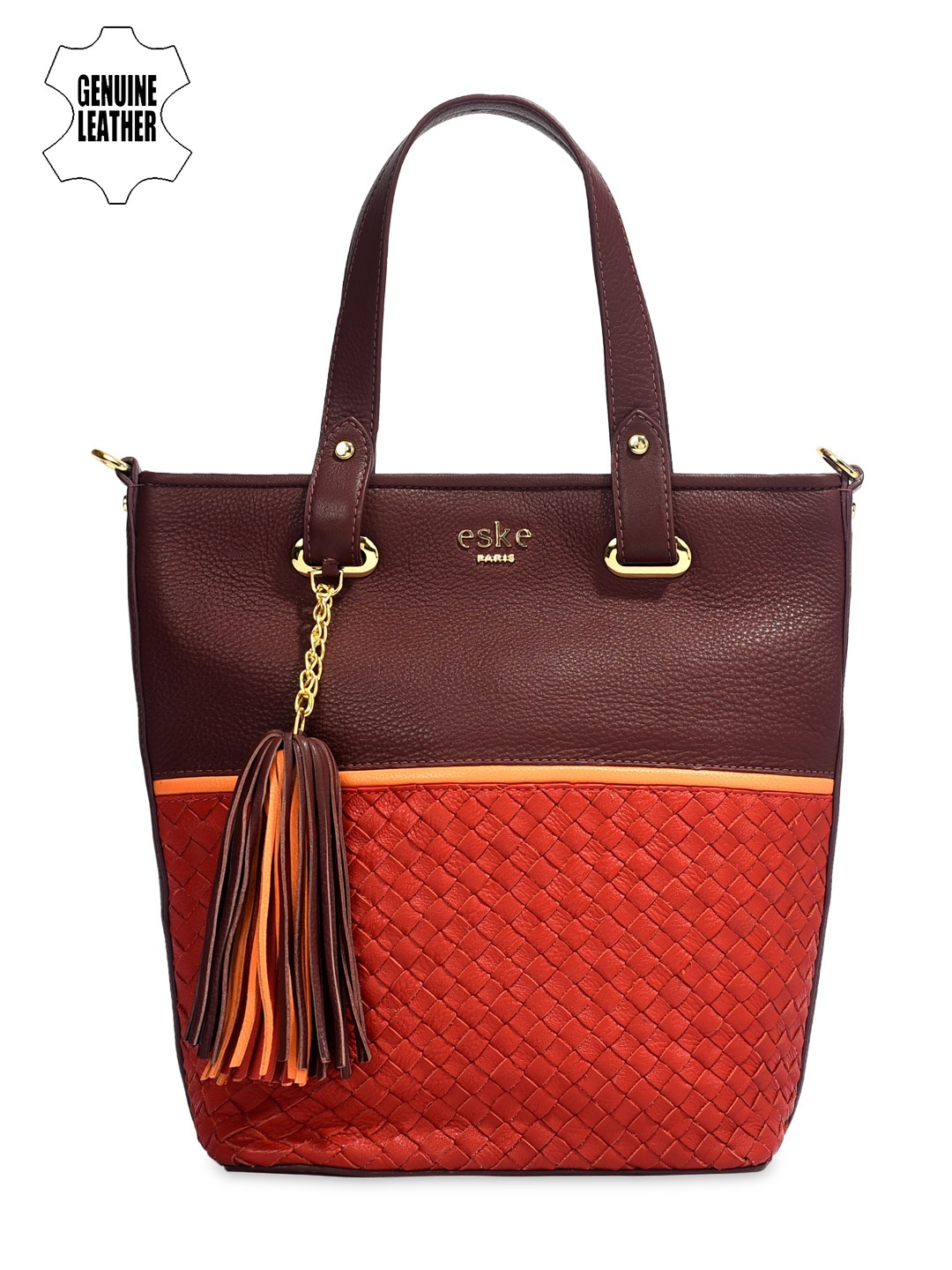 

Eske Maroon & Purple Colourblocked Shoulder Leather Bag