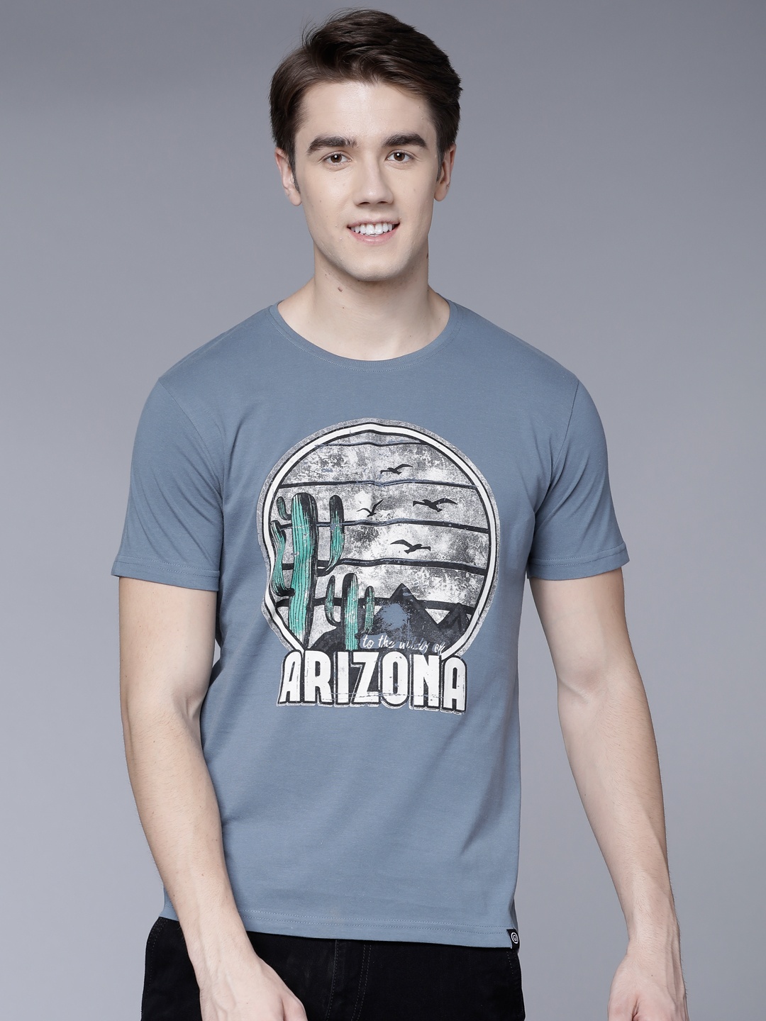 

LOCOMOTIVE Men Blue Printed Round Neck T-shirt