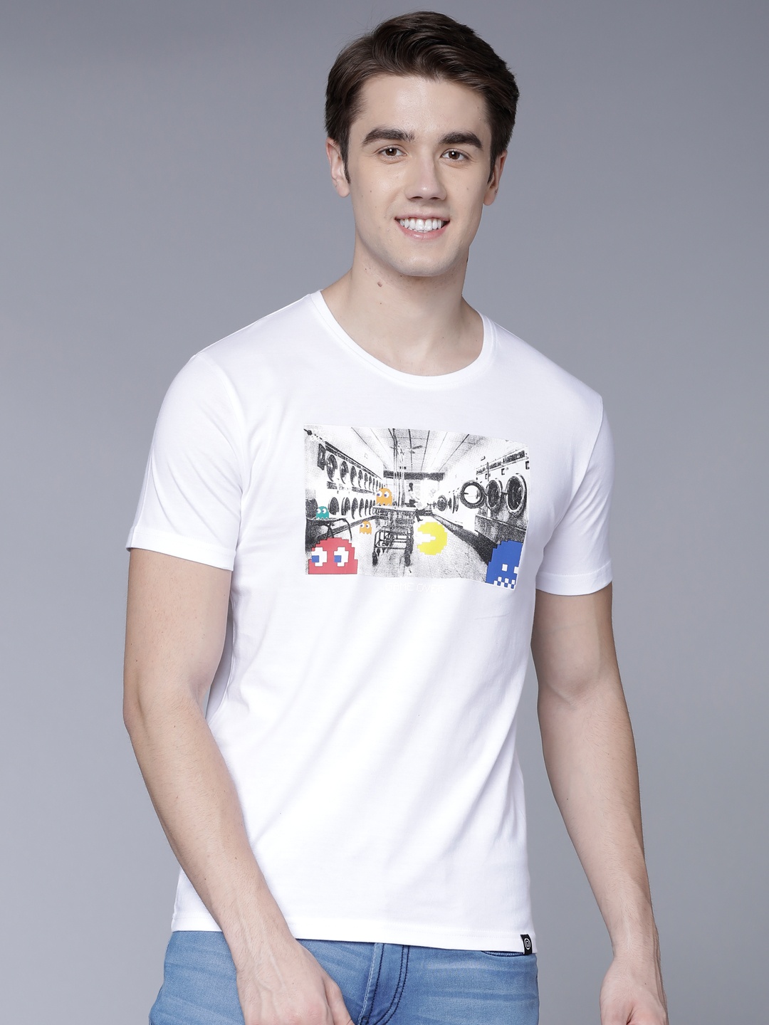 

LOCOMOTIVE Men White Printed Round Neck T-shirt