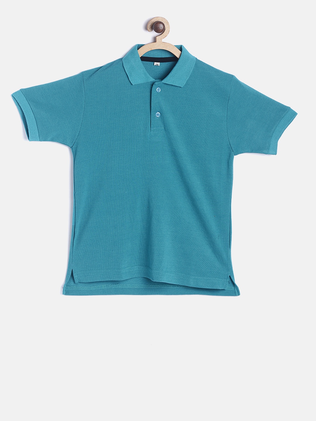 

TINY HUG Boys Teal Green Solid Polo Collar T-shirt