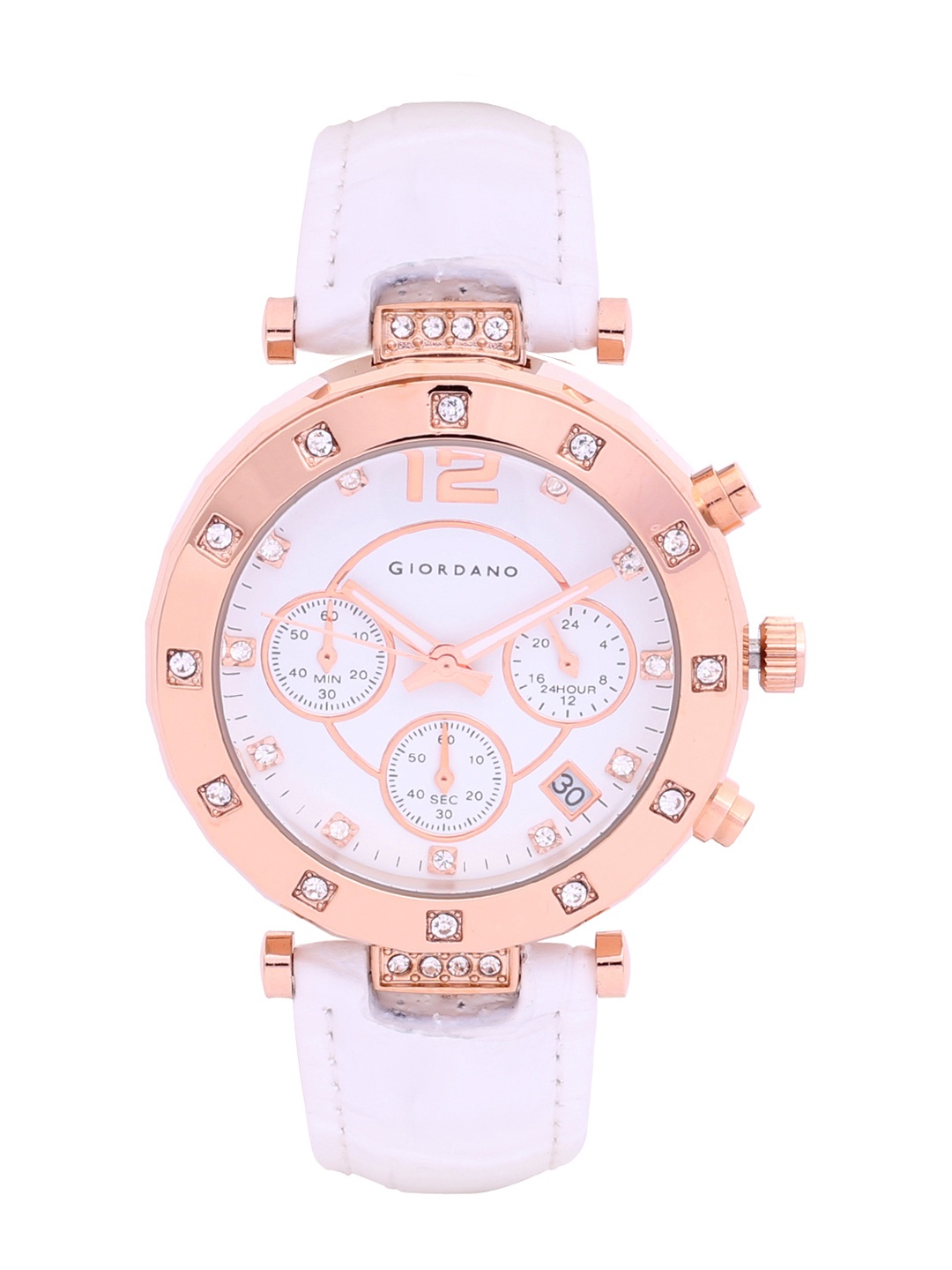 

GIORDANO Women White Analogue Leather Watch F2106