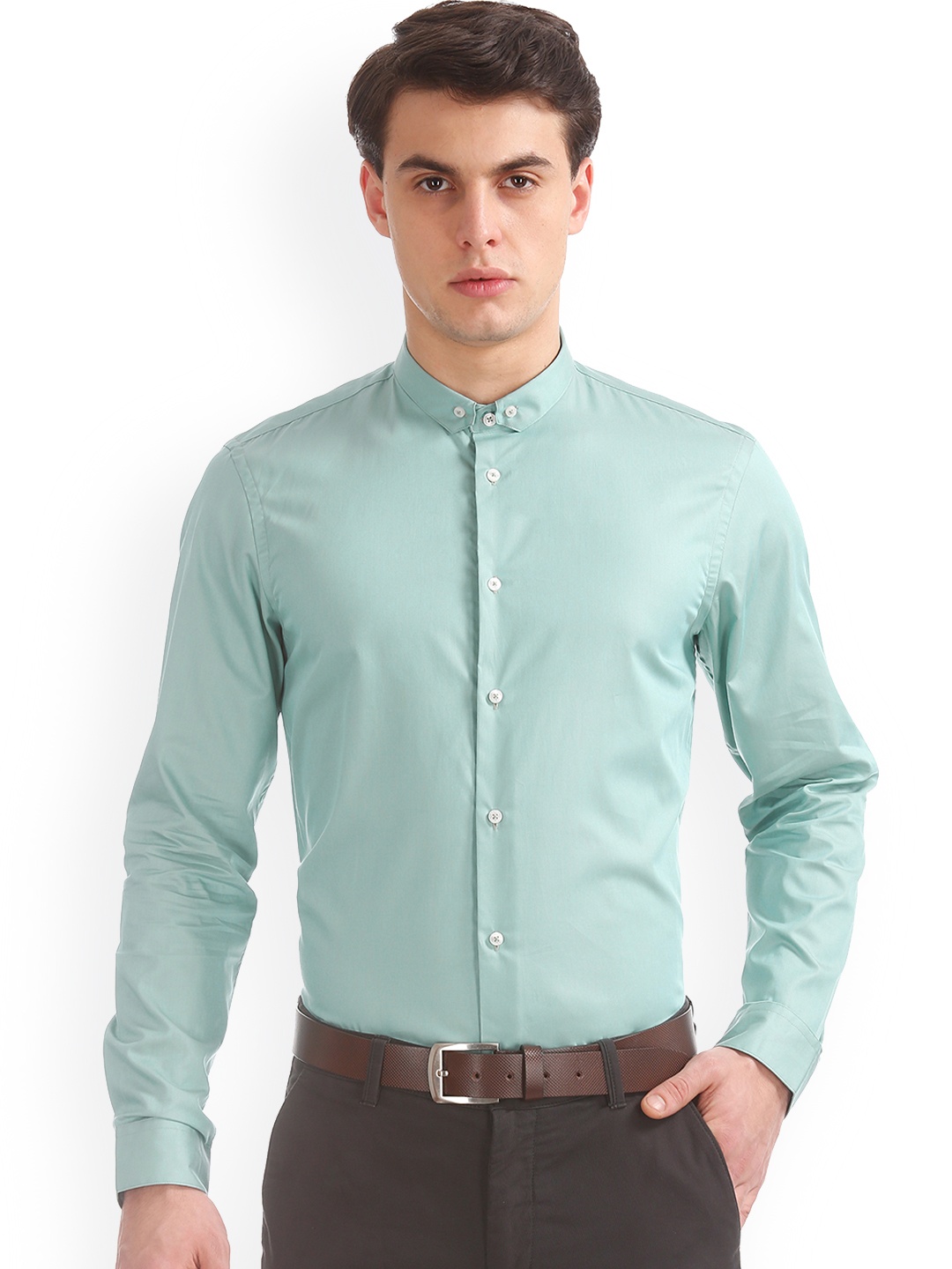 

Arrow New York Men Green Slim Fit Solid Formal Shirt