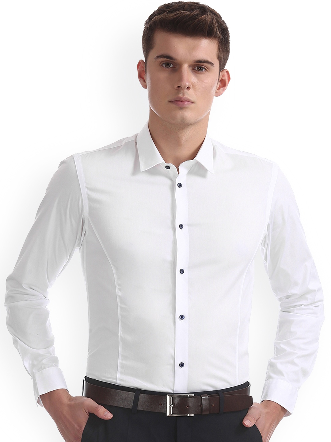 

Arrow New York Men White Skinny Fit Solid Semiformal Shirt