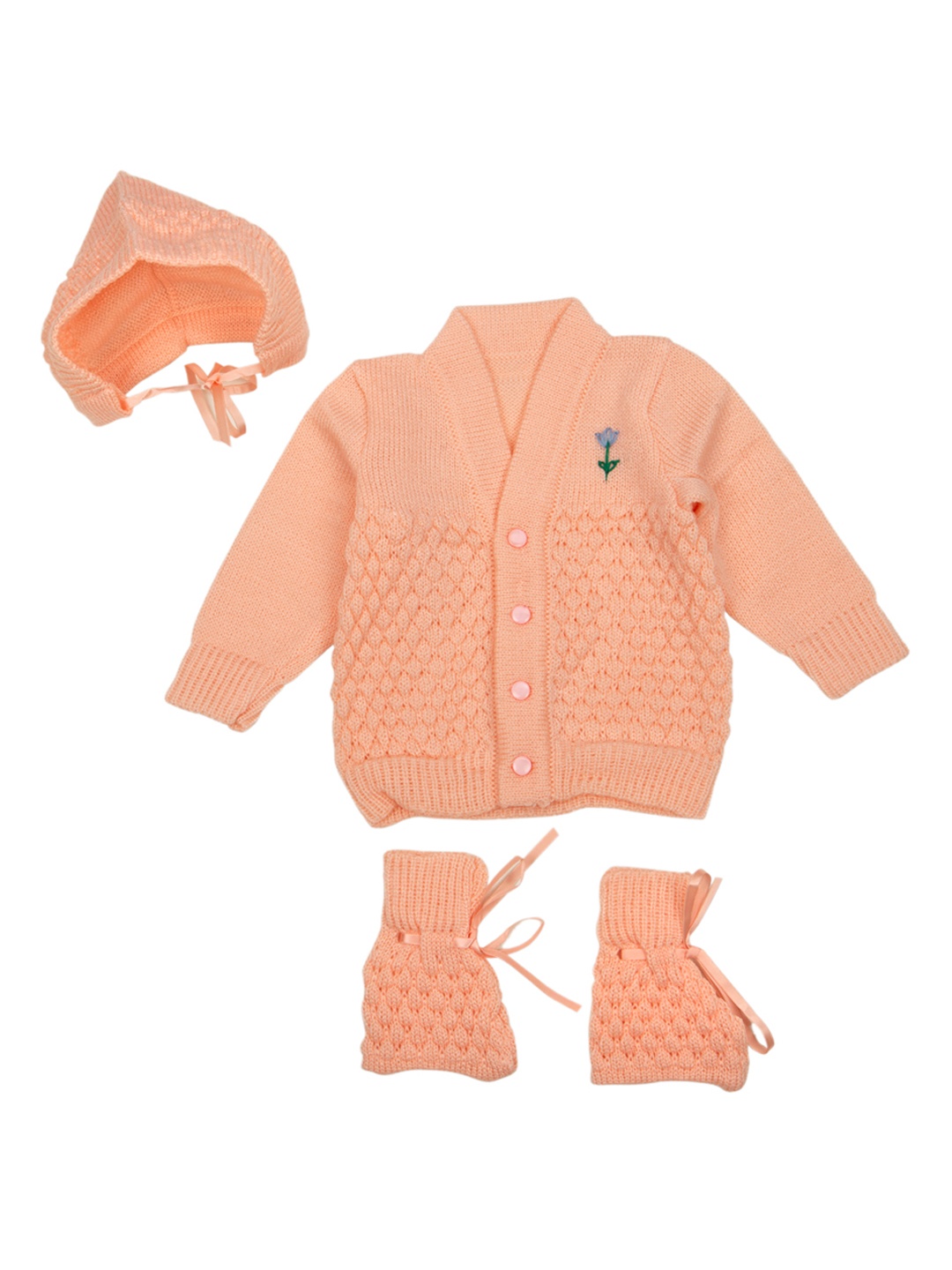 

MeeMee Unisex Peach-Coloured Self Design Cardigan